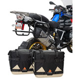 Tusk Pannier Racks with Tusk Pilot Pannier Bags Black/Tan w/ Black Racks