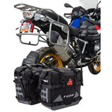 Tusk Pannier Racks with Tusk Pilot Pannier Bags and Bottle Holders Black/Grey w/ Silver Racks