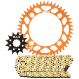 Tusk Chain and Sprocket Kit - Aluminum Rear/428 Gold Plated Race Chain Orange Rear Sprocket