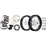 Tusk Impact Complete Front/Rear Wheel Package Black Rim/Silver Spoke/Silver Hub