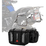 Tusk Pannier Racks With Olympus Pannier Bags Black/Grey w/ Silver Racks