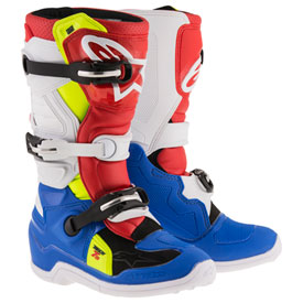 Alpinestars Youth Tech 7S Boots Size 8 Blue/White/Red/Yellow