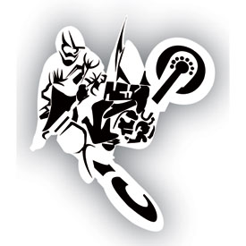 Attack Graphics Rider Decals Tail Whip 3.75" x 3.5" White
