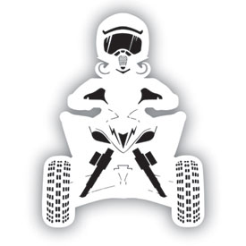 Attack Graphics Ride Life Family Window Decal  3" x 4" ATV Woman White