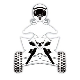 Attack Graphics Ride Life Family Window Decal  2.25" x 3" ATV Girl White