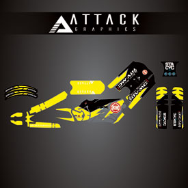 Attack Graphics Race Team Complete Stacyc Graphic Kit  Husky Yellow