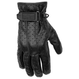 Black Brand Filter Leather Motorcycle Gloves