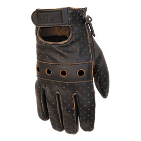 Black Brand Vintage Knuckle Leather Motorcycle Gloves