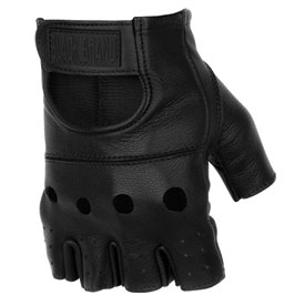 Black Brand Bare Knuckle Shorty Leather Motorcycle Gloves