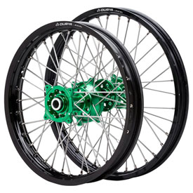 Dubya Edge Complete Front/Rear Wheel Set 1.60 x 21 / 2.15 x 19 Black Rim/Green Hub