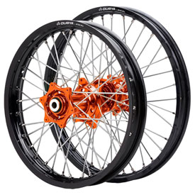 Dubya Edge Complete Front/Rear Wheel Set 1.60 x 21 / 2.15 x 18 Black Rim/Orange Hub