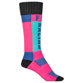 Fly Racing Youth Thick MX Socks Size 1-7 Pink/Blue