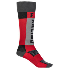 Fly Racing Youth Thick MX Socks Size 1-7 Red/Grey