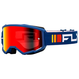 Fly Racing Zone Goggle  Navy-White Frame/Red Mirror Smoke Lens