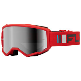 Fly Racing Zone Goggle  Red-Charcoal Frame/Silver Mirror Smoke Lens
