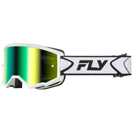 Fly Racing Zone Goggle  White-Black Frame/Iridescent Green Mirror Lens