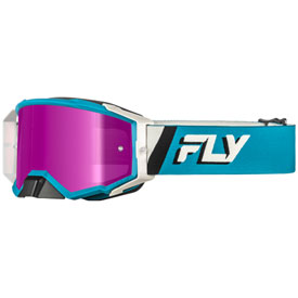 Fly Racing Zone Elite Goggle  Blue-White Frame/Magenta Mirror Smoke Lens