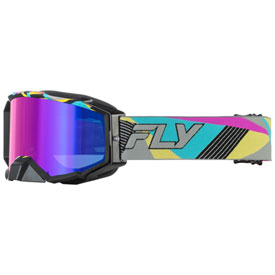 Fly Racing Zone Elite Retro Goggle  Neon Frame/Magenta Mirror Smoke Lens