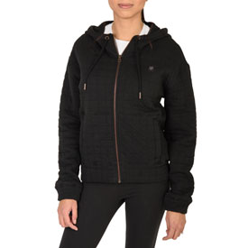 Fox Racing Women's Quilted Zip-Up Hooded Sweatshirt Medium Black