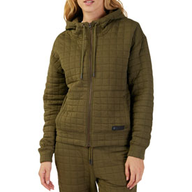 Fox Racing Women's Quilted Zip-Up Hooded Sweatshirt Medium Olive Green