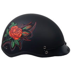 Hot Leathers Women's Shorty Style Pinstripe Rose Half-Face Helmet