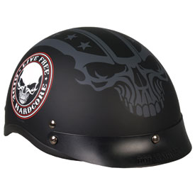 Hot Leathers Shorty Style Stencil Skull Half-Face Motorcycle Helmet