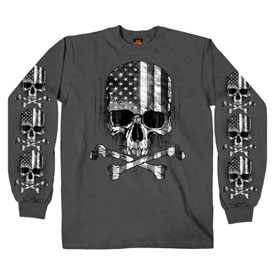 Hot Leathers Flag Skull Long Sleeve T-Shirt