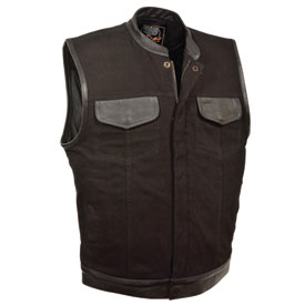Milwaukee Leather Denim Club Style Leather Trim Motorcycle Vest