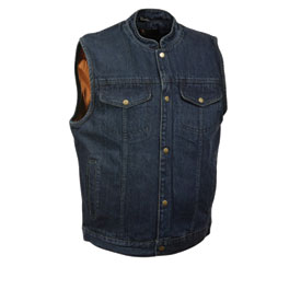 Milwaukee Leather Denim Snap Front Club Style Motorcycle Vest