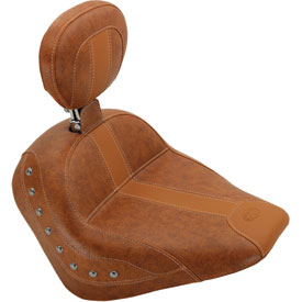 Mustang Studded Solo Motorcycle Seat with Driver Backrest