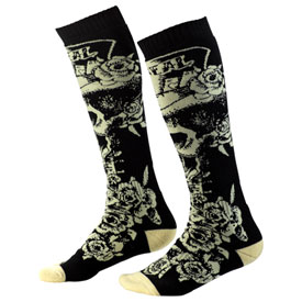 O'Neal Racing Pro MX Print Socks Size 10-13 Tophat Black/Beige