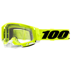 100% Racecraft 2 Goggle  Fluo Yellow Frame/Clear Lens