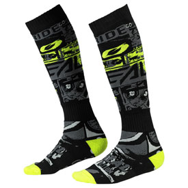 O'Neal Racing Pro MX Print Socks Size 10-13 Ride Black/Neon