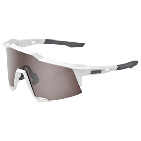 100% Speedcraft Sunglasses Matte White Frame/HiPER Silver Mirror Lens