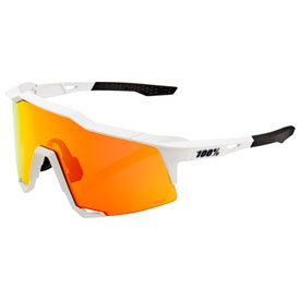 100% Speedcraft Sunglasses Soft Tact White Frame/HiPER Red Multilayer Mirror Lens