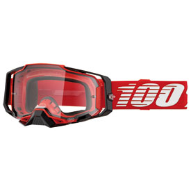 100% Armega Goggle  Red Frame/Clear Lens