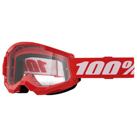 100% Strata 2 Goggle  Red Frame/Clear Lens