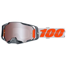 100% Armega Goggle  Silver Frame/Silver Mirror Lens