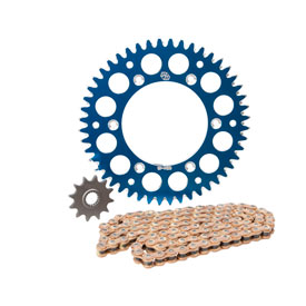 Primary Drive Chain and Sprocket Kit - Aluminum Rear/Gold Plated MX Race Chain