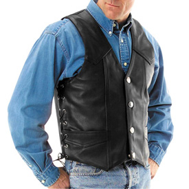 River Road Wyoming Nickel Leather Motorcycle Vest