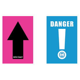 Rocky Mountain ATV/MC Course Marker Black Arrow/Pink Background and Danger Sign/Blue Background Pack of 50
