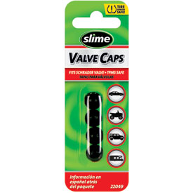 Slime Standard Valve Caps  Black