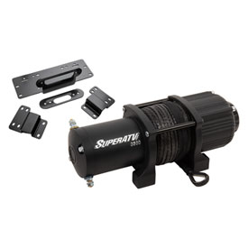 SuperATV Black Ops Winch with Synthetic Rope and Mount Plate 4500 lb.