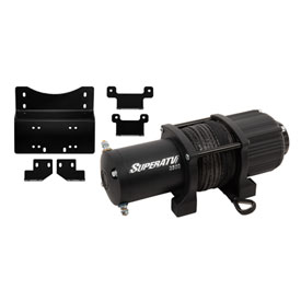 SuperATV Black Ops Winch with Synthetic Rope and Mount Plate 4500 lb.