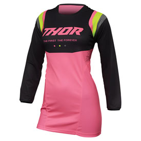 Thor Women's Pulse Rev Jersey Large Charcoal/Flo Pink