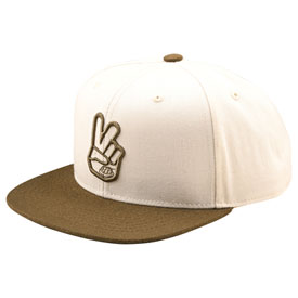 Troy Lee Peace Flat Bill Snapback Hat  Vintage White/Olive