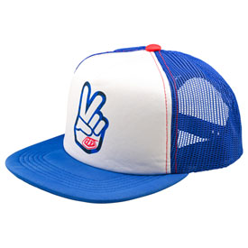 Troy Lee Peace Out Snapback Trucker Hat  White/Blue