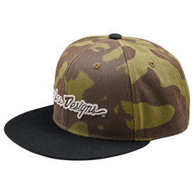 Troy Lee Signature Flat Bill Snapback Hat  Olive Camo