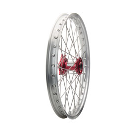 Tusk Impact Complete Wheel - Front 21 x 1.60 Silver Rim/Silver Spoke/Red Hub