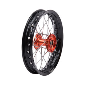 Tusk Impact Complete Wheel - Front 12 x 1.60 Black Rim/Silver Spoke/Orange Hub
